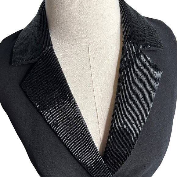 Alice + Olivia Carlena Tuxedo Romper Double Breasted Blazer black beaded size 2 - Picture 6 of 16
